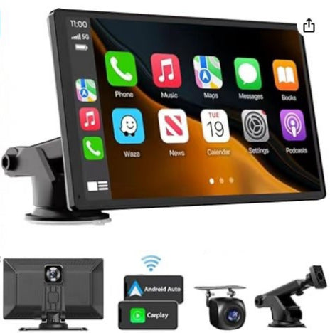 9-calowy inteligentny ekran z funkcją CarPlay i rejestratorem z dwiema kamerami