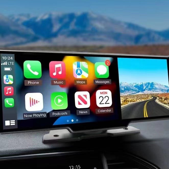 9-calowy inteligentny ekran z funkcją CarPlay i rejestratorem z dwiema kamerami